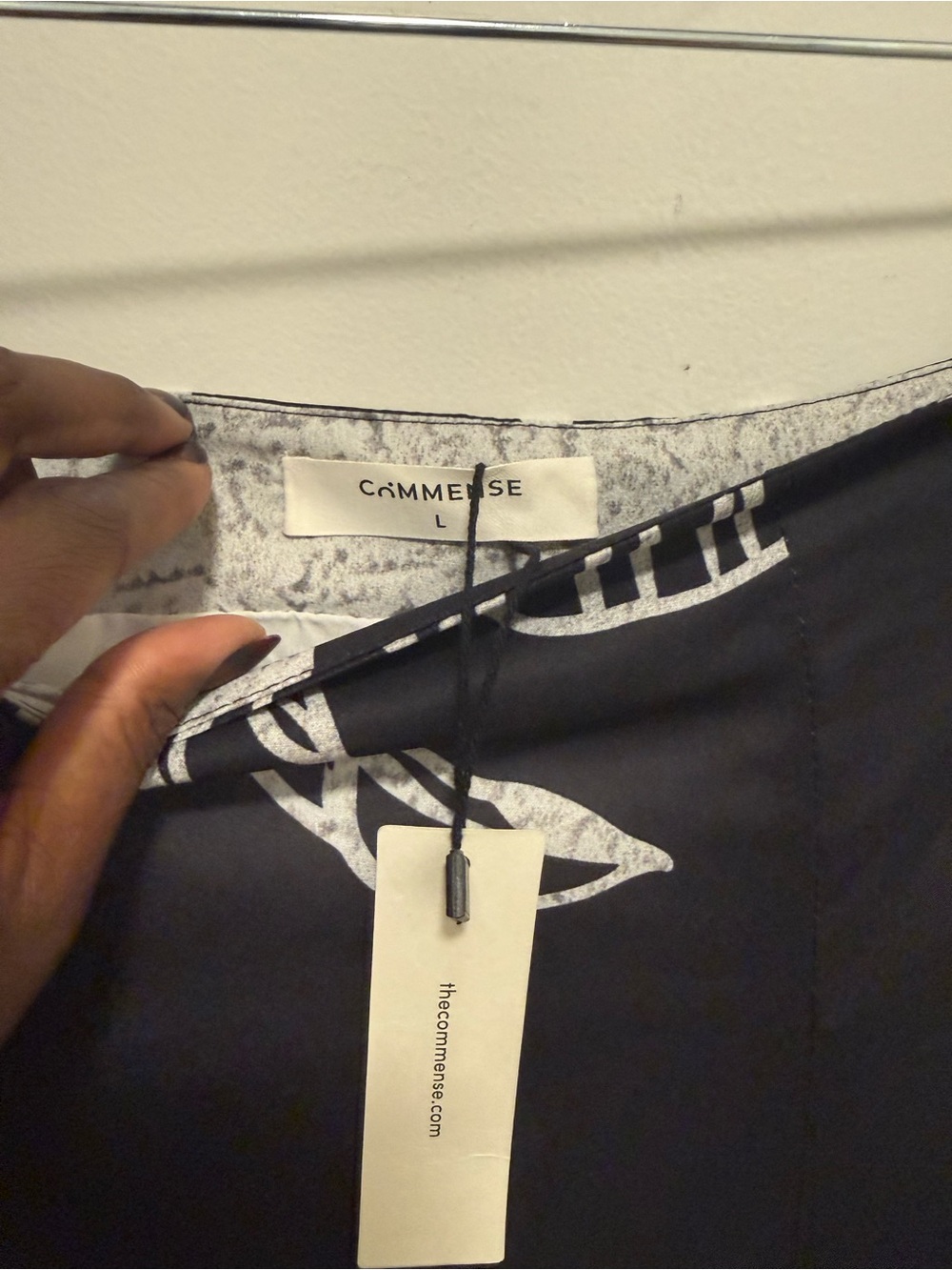 Commense Black and White A-Line Floral Panel Skirt - Picture 3 of 3